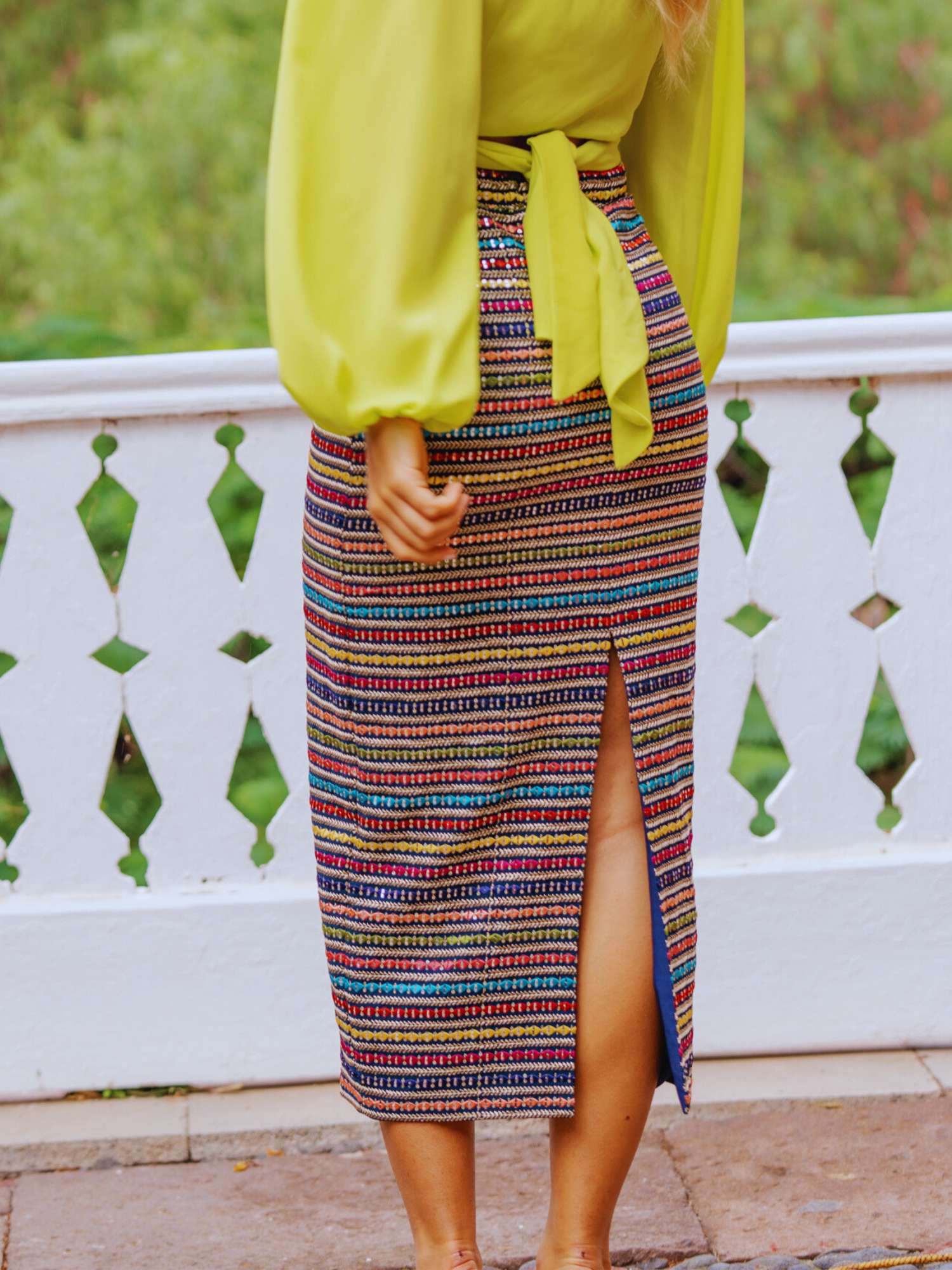 Falda bordada multicolor Tania
