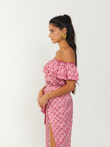 Falda nudo print Ikkat Paula